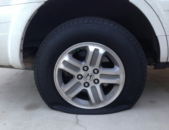 A tyre in bad condition in St Neots