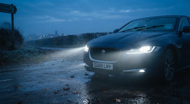Winter car lights in st neots