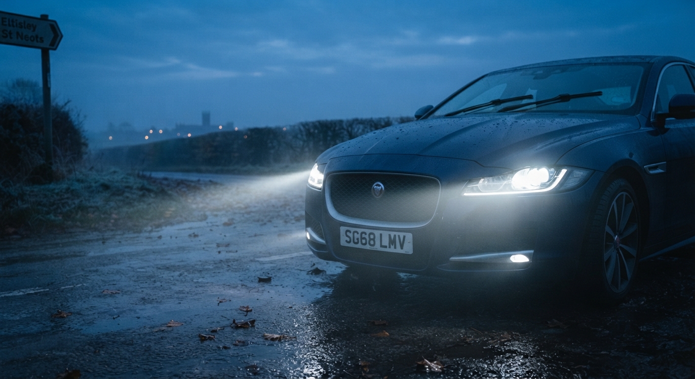 Winter car lights in st neots